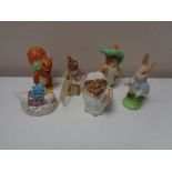 Six Beswick Beatrix Potter figures, including Peter Rabbit, Jemima Puddleduck,