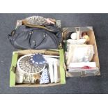 Two box of miscellaneous including mirror, picture frames, pottery,