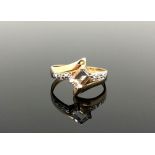 A 10ct gold aquamarine and diamond ring,