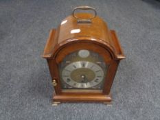 A mahogany cased Tempus Fugit eight day Westminster chiming mantel clock,