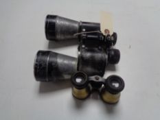 A set of The Wray Nino 9 x 60 binoculars together with a pair of opera glasses