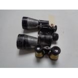 A set of The Wray Nino 9 x 60 binoculars together with a pair of opera glasses