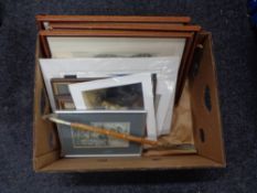 A box of framed and unframed prints, signed limited edition prints,