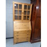 A pine bureau bookcase