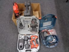 A box of power tools - Black & Decker saw,