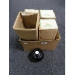 A box of four sets of Taylor miniature lawn bowls