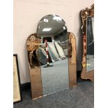 An Art Deco two-tone all glass mirror,