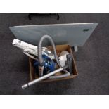 A box of silver crest steam mop, hoover vac,
