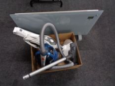 A box of silver crest steam mop, hoover vac,