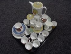 A tray of Susie Cooper Wedgwood tea china in various patterns