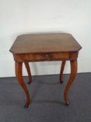 A late 19th century mahogany work table