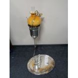 A large silver plated tray together with an ice bucket on stand ,