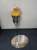 A large silver plated tray together with an ice bucket on stand ,