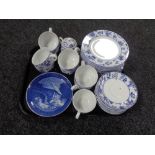 A tray of Portuguese blue and white tea service,