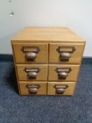 A twentieth century six drawer index chest