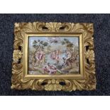 Twentieth Century Continental School : Nymphs in a Garden, ceramic relief panel, 9 cm x 12 cm,