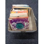 A box of vinyl 45's including Acka Bilk,