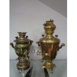 Two early 20th century brass samovar,