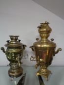 Two early 20th century brass samovar,