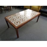A Danish tiled topped coffee table