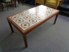 A Danish tiled topped coffee table