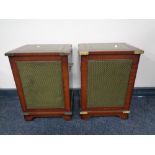 A pair of mahogany cased Acoustic Energy 100 series model AE109 speakers with a green leather inset