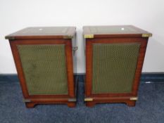 A pair of mahogany cased Acoustic Energy 100 series model AE109 speakers with a green leather inset