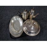 A tray of twentieth century plated wares, gallery tray,