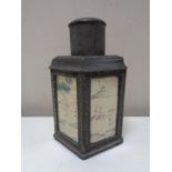 A Chinese pewter flask in the form of a lantern
