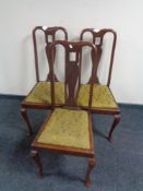 Two sets of three mahogany Queen Anne style chairs