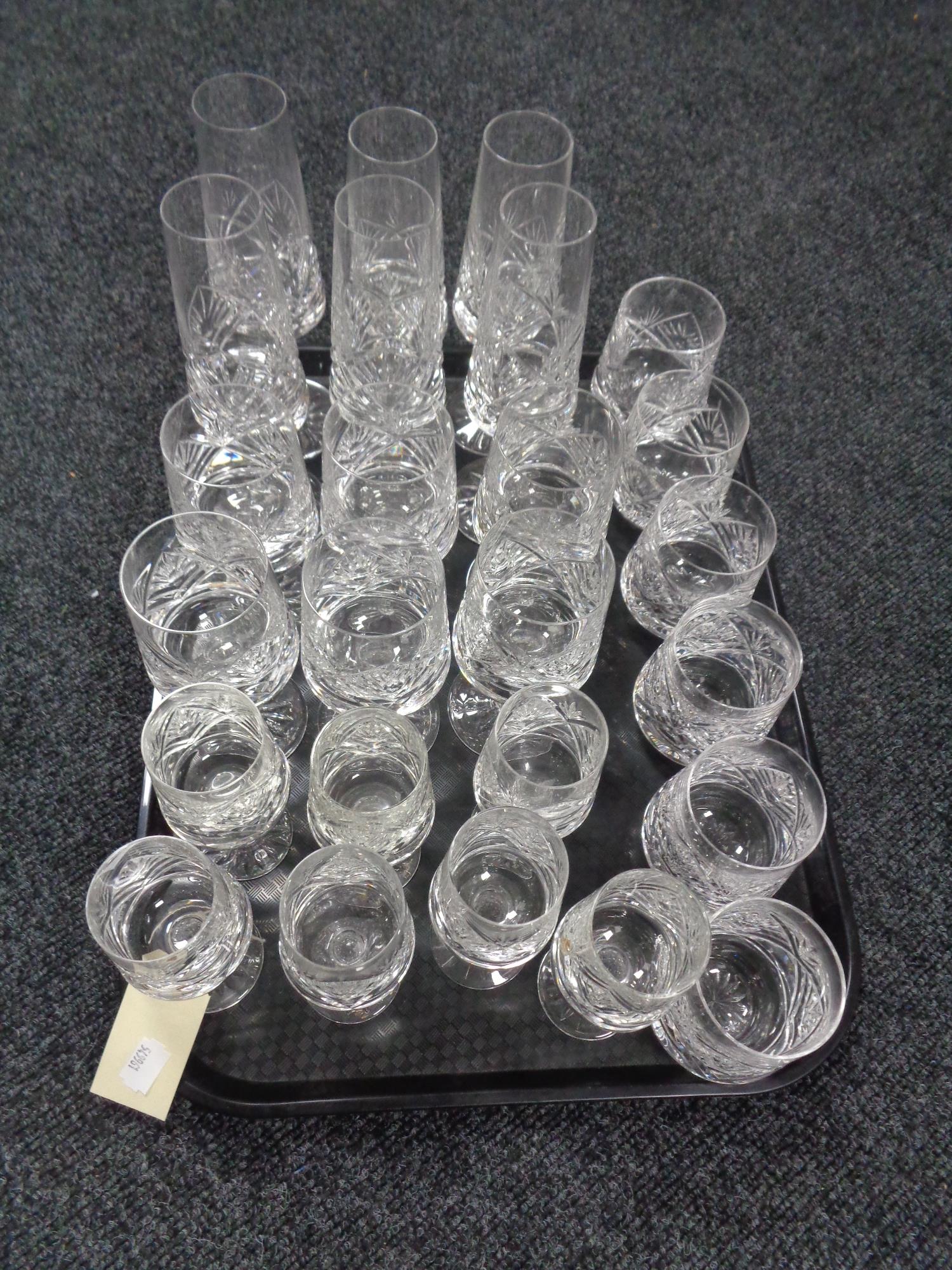 A tray of Irish crystal glass