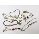 Six various silver bracelets,