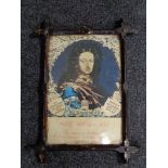A framed colour print - King William III No Surrender in antique rustic frame