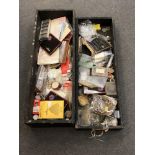 A large selection from a retired watch repairer in two large boxes including movements,