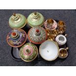 A tray of Oriental china, part tea service, five lidded pots,