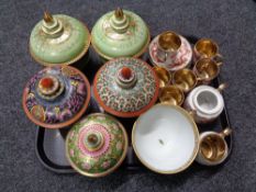 A tray of Oriental china, part tea service, five lidded pots,