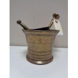 Two vintage brass pestal and mortars