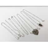 Six rope twist silver chains,