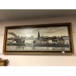 F.M. Atkinson : Newcastle Quayside, oil on board, signed and dated 1970, framed.