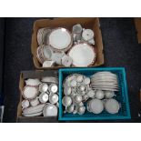Two boxes and a crate of Maddocks Ultra Vitrified tea and dinner ware