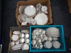 Two boxes and a crate of Maddocks Ultra Vitrified tea and dinner ware