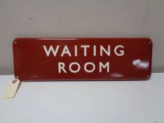 An enamelled reproduction railway door plate - Waiting room