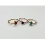 Three silver gilt dress rings