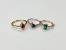 Three silver gilt dress rings