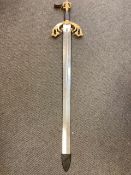 A gilt handled ornamental sword