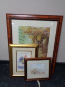 A gilt framed watercolour - Cock O' the North by Ray Dallow together with a framed oil depicting