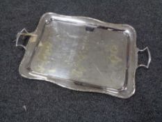 A plated twin handled serving tray