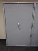 A J G Group metal shutter door stationery cabinet with keys,