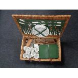 A picnic set in wicker hamper