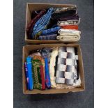 Two boxes of material and fabrics